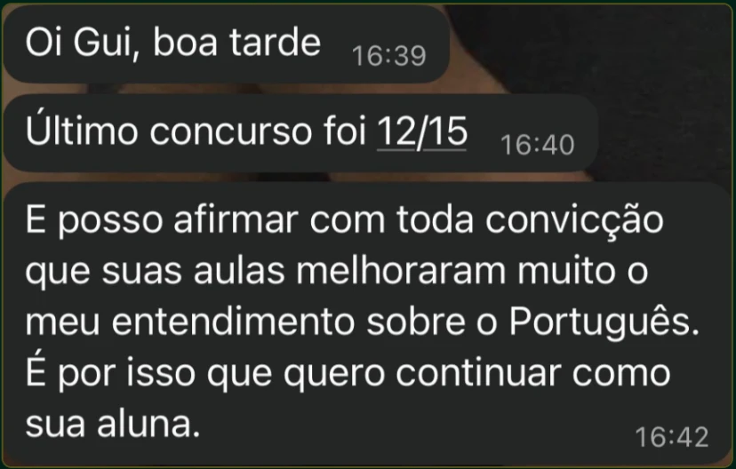 Print da conversa de Clenilda contando o resultado