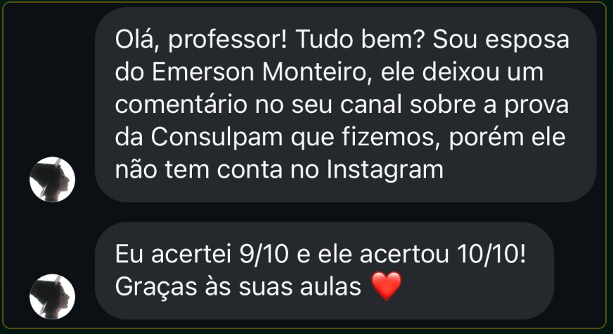 Print da conversa de Emerson Monteiro contando o resultado