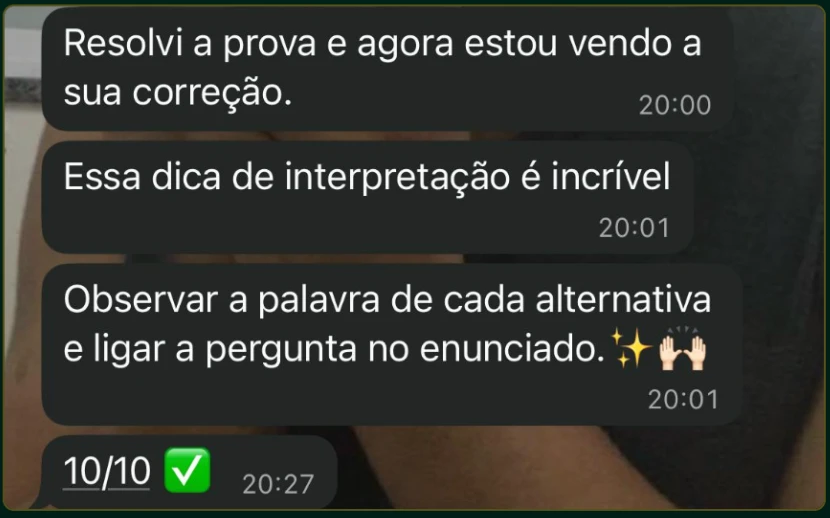 Print da conversa de Thomas contando o resultado